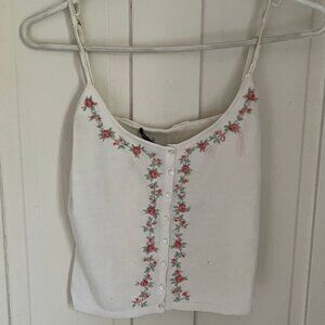 Betsey Johnson embroidered flowers cotton tank top
